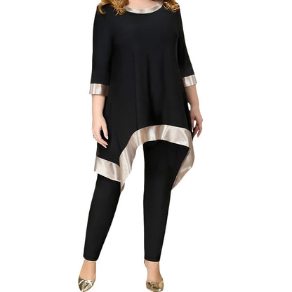 Women's Loose Irregular Stitching Hem Casual Suits