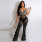 Fashion Sexy Deep V Sling Rhinestone Suits