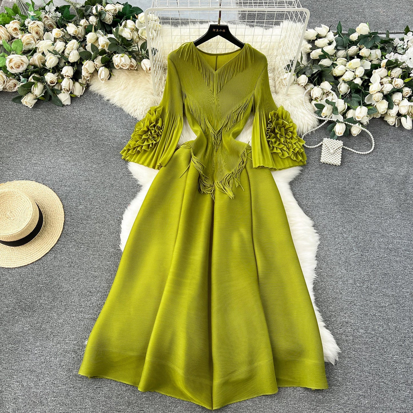 Women's Palace Dress Design Tassel Long Pleated Dresses