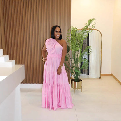 Women's Linen Fashion Temperament Pure Color Long Dresses