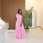 Women's Linen Fashion Temperament Pure Color Long Dresses