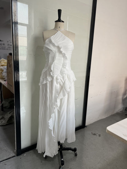 Women's Summer Sexy Halter Ruffled Dress Long Dresses