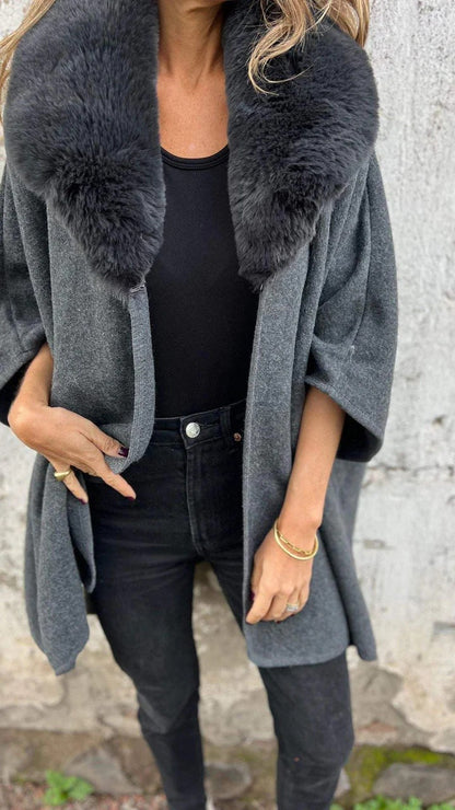 Women's Loose Long Sleeve Large Lapel Fur Coats