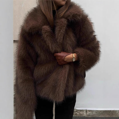 Women's Street Style Faux Fur Lapels Fox Coats