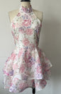 Print Slim Bud Swing Dress Sleeveless Sling Backless Skirts