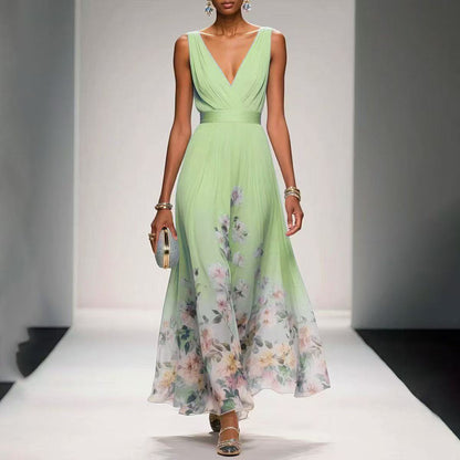 Summer Fashion Sexy Deep V Chiffon Dresses