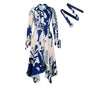 Women's Summer Fashion Temperament Printed Lapel Long Sleeve Skirts