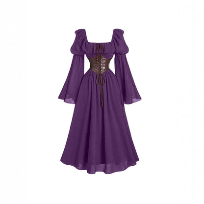 Women's Dress Flared Sleeve Waist Square Collar Dresses