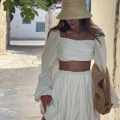 Women's Fashion Tube Backless Pleated High Waist Suits