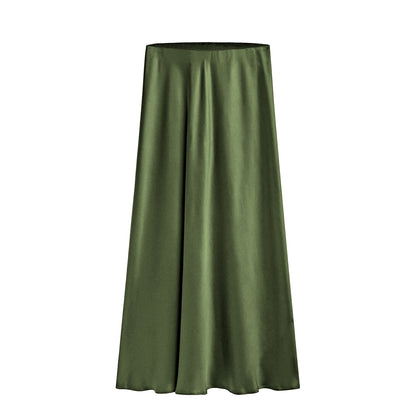 Women's Acetate Satin High Waist Elastic Quality Skirts