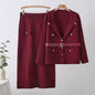 Women's Double Breasted Lapel Waist Tight Knitted Suits