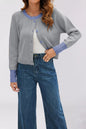 Women's Single Row Button Contrast Color Knitted Sweaters