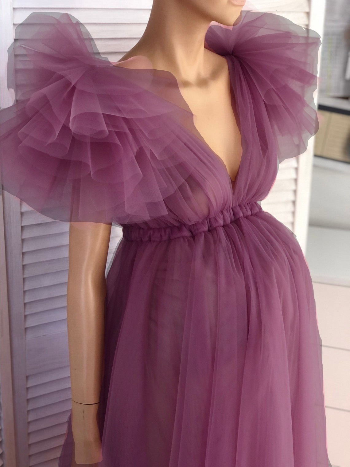 Women's Floating Flowers Shoulder Slit Mopping Long Dresses