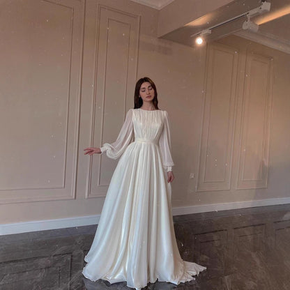 Fashionable Lantern Pearlescent Yarn White Dress Dresses