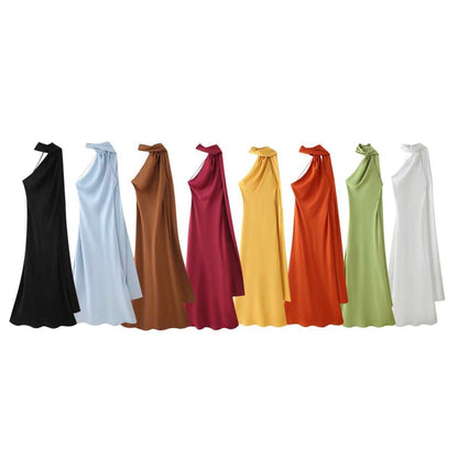 Light Mature Woman Summer Ribbon Halter Dresses
