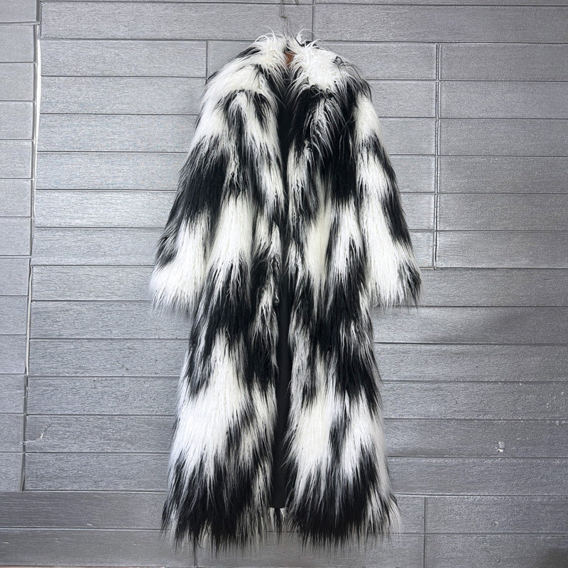 Women's Imitated Tibet Sheep Fur Jacquard Color Coats