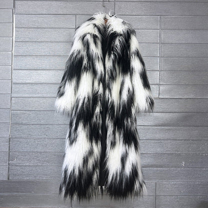 Women's Imitated Tibet Sheep Fur Jacquard Color Coats