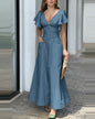 Dress Solid Color Ruffle Sleeve Temperament Dresses