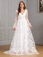 Women's Long Sleeve Swing Trailing Lace Dress Wedding Dresses