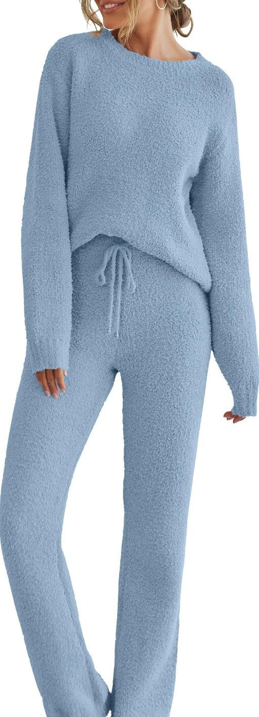 Women's Round Neck Long Sleeve Trousers Thick Suits