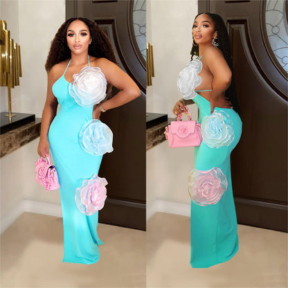 Women's Fashion Wear Solid Color Flower Dress Dresses