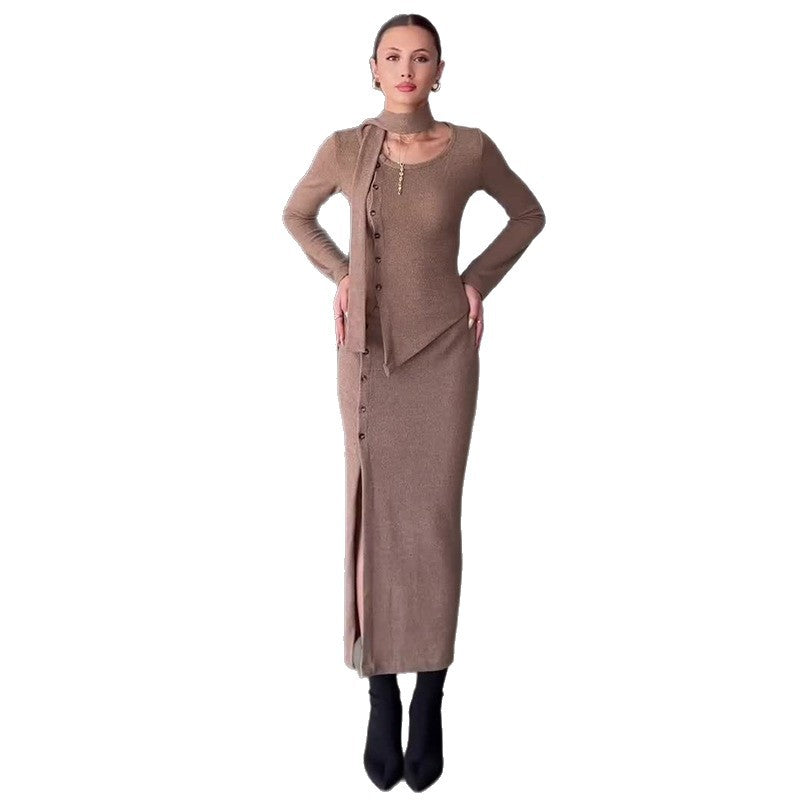 Women's Long Sleeve Slim Fit Slimming Slit Suits