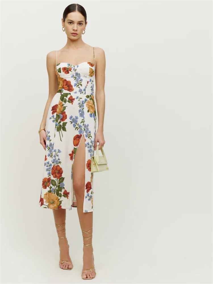 Split Knee-length Sexy Slim Mid-length Strap Dresses