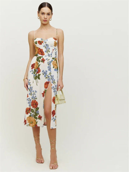 Split Knee-length Sexy Slim Mid-length Strap Dresses