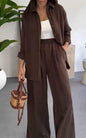 Women's Solid Color Loose Casual Wide Leg Suits