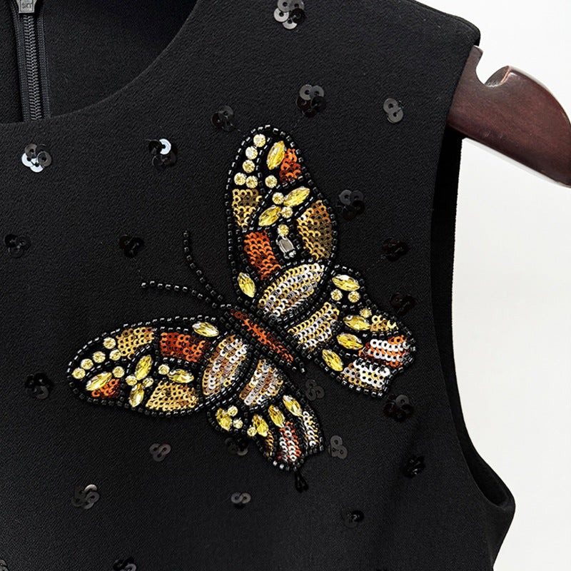 Fashion Bead Diamond Butterfly Slim Dress Dresses