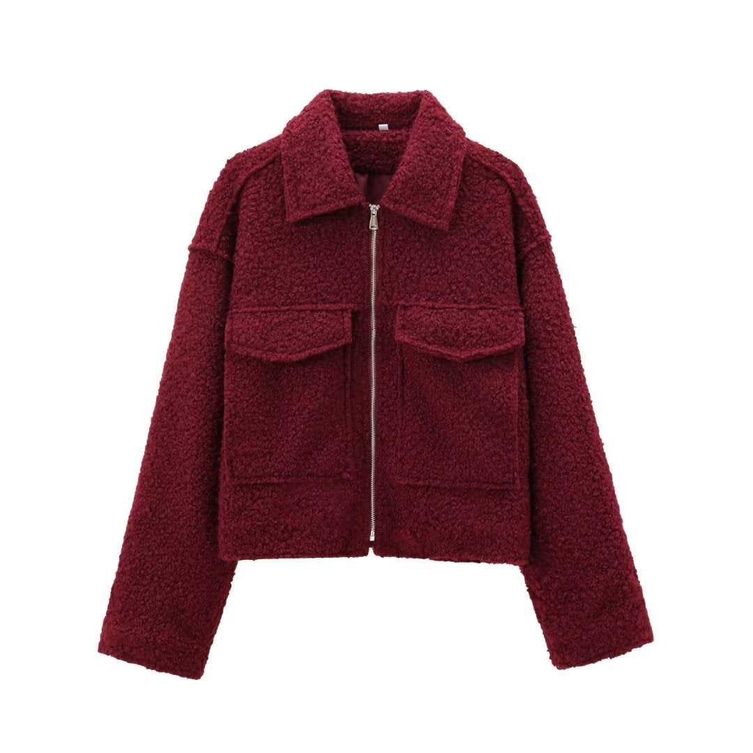 Women's Beautiful French Fashion Bead Leather Coats