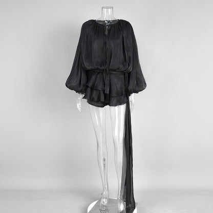 Chiffon Long Sleeve Dress Summer Lantern Dresses