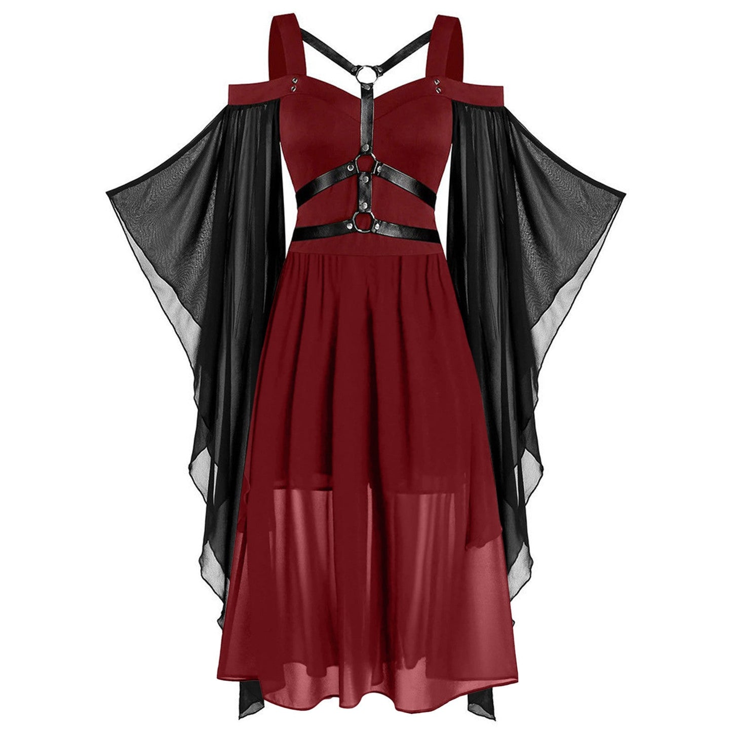 Women's Gothic Large Swing Sleeve Chiffon Stitching Halloween Dresses