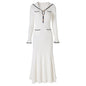 Sailor Collar Bell Sleeve Long Knitted Dress Golden Dresses