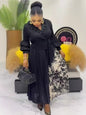 African Elegant Pleated Print Long Sleeve Suits