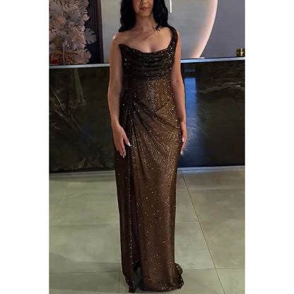 Women's Ok Fork Gold Sier Silk Dress Casual Dresses
