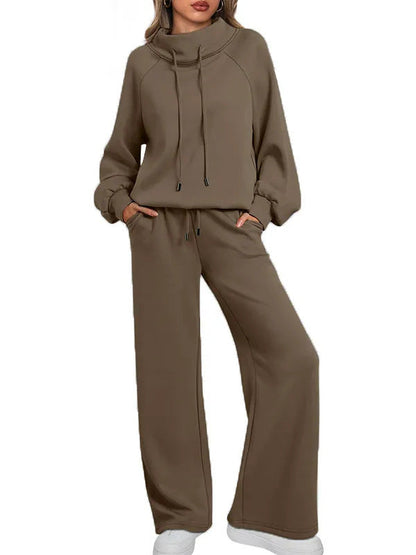 Women's Long Sleeve Wide Leg Fashion Waist Suits