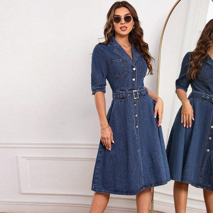 Women's Tight Waist Fit Slimming Sleeve Dress Dresses