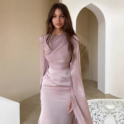 Women's Lace Up Long Sleeve Dress Elegant Dresses