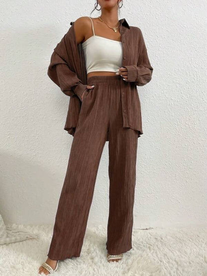 Women's Autumn Shirt Collar Loose Casual Suits