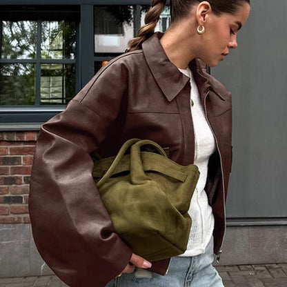 Women's Pilot Retro Old Money Style Leather Coats