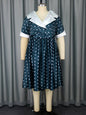 Printed Lapel Sleeve Hem Commuter Dress Dresses