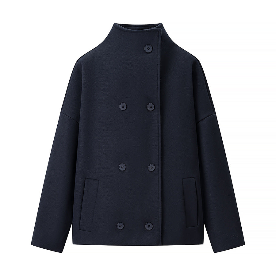 Women's Fashion Casual Polo Collar Bead Leather Coats