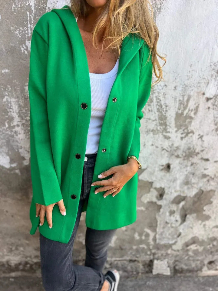 Women's Fashion Single-breasted Long Sleeve Solid Color Coats