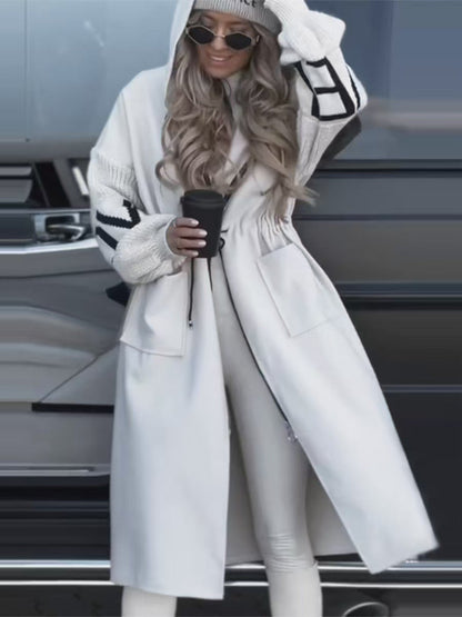 Women's Fashion Wear Casual Hooded Long Splicing Coats
