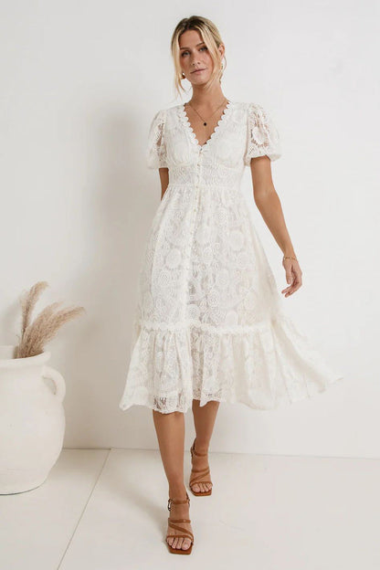 Lace Dress Sleeve Hollow Single-breasted Waist Shorts