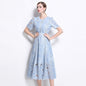 Women's Neck Ruffle Sleeve Lace Dress Summer Dresses