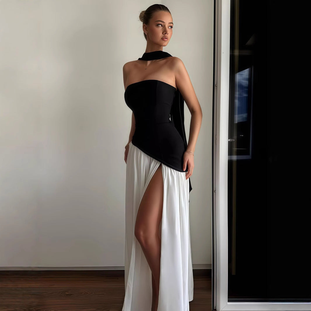 Irregular Tube Tied Dress Female Summer French Tops