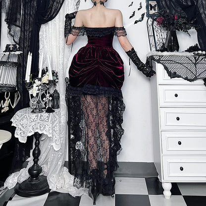 Dark Stitching Trailing Dress Gothic Style Dresses