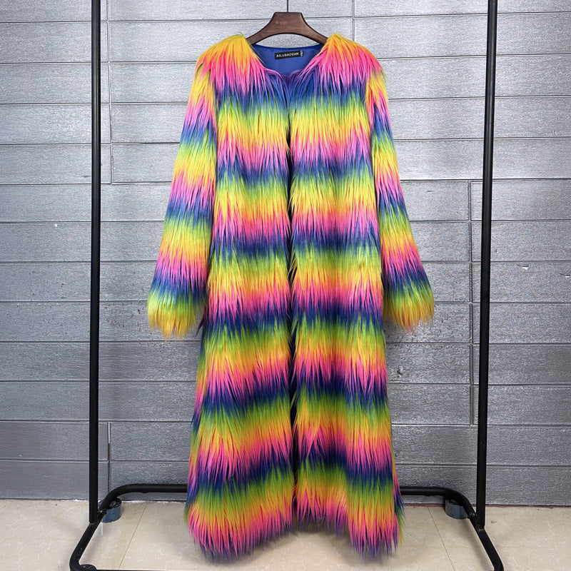 Falling Extended Furry Rainbow Color Goat Coats